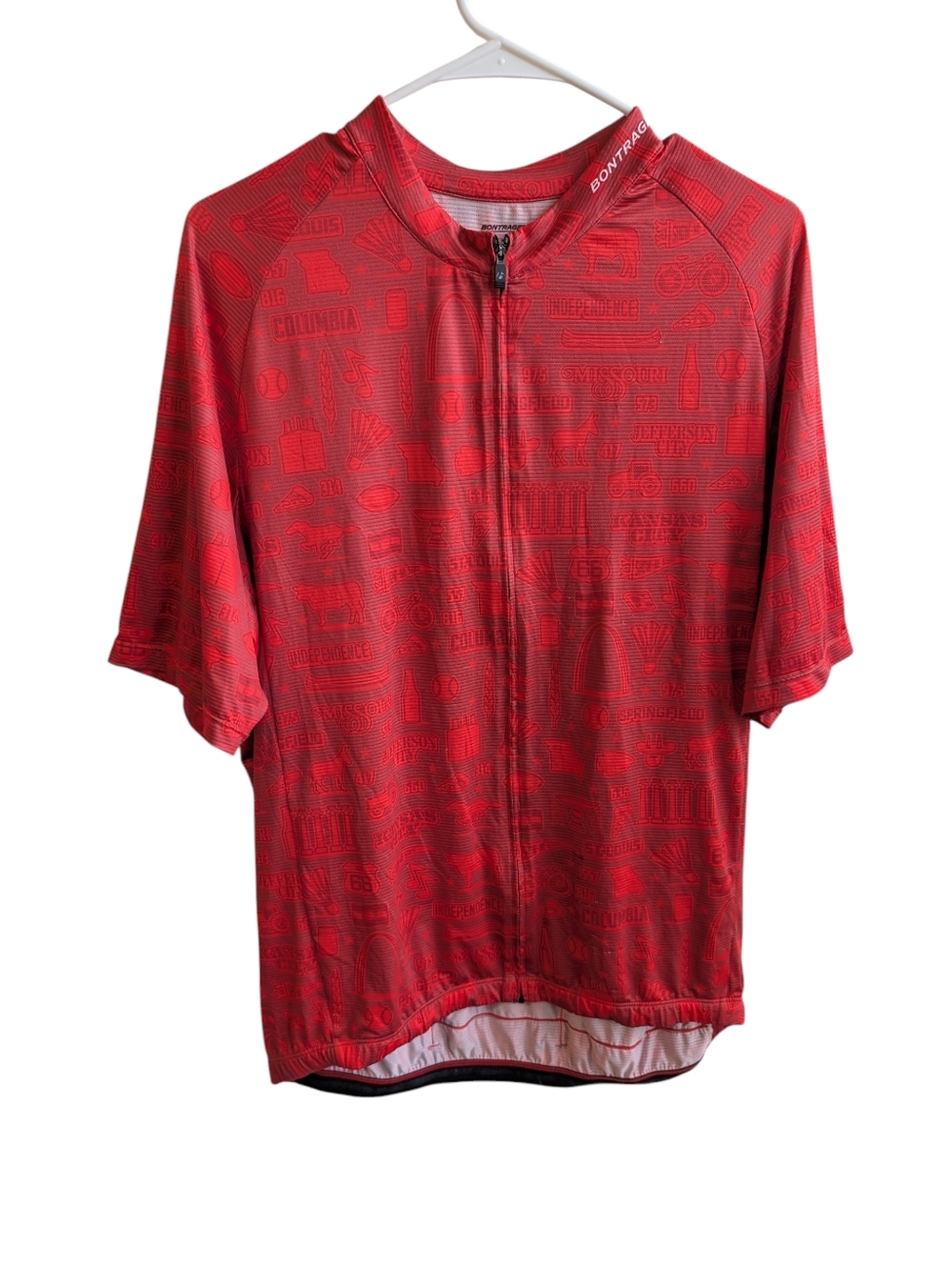 Bontrager Red Missouri Themed Short Sleeve Full Zip Cycling Jersey Size XL